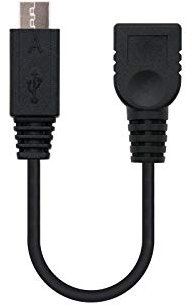 NanoCable 10.01.3000 - Cable USB 2.0 OTG (On-The-GO), Tipo Micro A/M-A/H, Macho-Hembra, Negro, 15cm