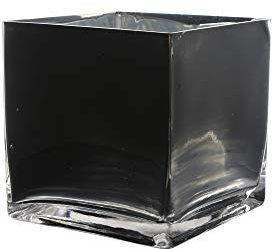 WGV Cube Glass Vase, Candle Holder, 5x5x5, Black Elegant Floral Accent Container Planter Terrarium Storage for Wedding Party Ceremony Event Office Home Decor, 1 Piece