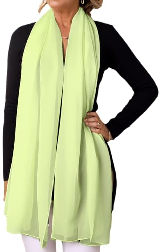 Prettystern Damen langer einfarbig festlich Schulter-Tuch seiden-stola für abendkleid Seiden-Schal Erfrischend Maigrün