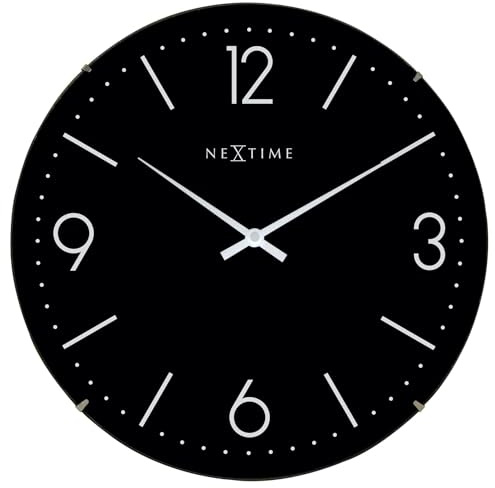 NeXtime 3157ZW große Wanduhr BASIC DOME, lautlos, rund, ø 35,6 cm, Schwarz