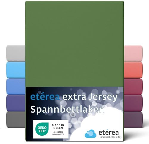 etérea Extra Jersey Spannbettlaken 140x200cm - 160x220cm Kaktus bis 35 cm Höhe - 100% Baumwolle Spannbetttuch Oekotex Bed Sheets Bettbezug für Boxspringbetten Bettlaken 140x200 cm - 160x220 cm Grün
