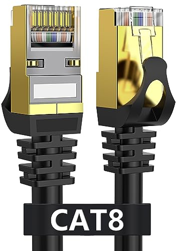 Dacrown Cat 8 Ethernet Cable 50 ft Shielded, Indoor&Outdoor, Heavy Duty High Speed Direct Burial 26AWG Network Wire, 40Gbps 2000Mhz SFTP Patch Cord, in Wall&Weatherproof RJ45 Cable for Router/Modem