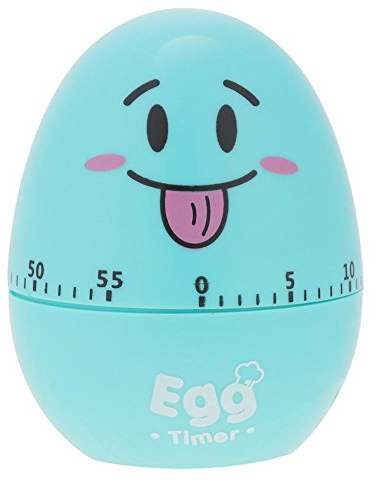 Temporizador Manual de Huevo de Dibujos Animados, Material plástico Azul, impulsión mecánica, Alerta automática, Temporizador de Huevo Duro para Cocina