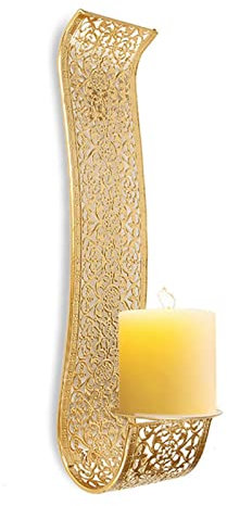 TOTITOM Portacandele da Parete in Ferro Intagliato Dorato, portacandele Decorativo a Parete, portacandele da Parete, portacandele da Parete, Decorazione per la casa Regalo di San Valentino