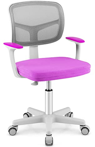 LIFEZEAL Sedia Scrivania Bambini, Sedia Girevole, Altezza Regolabile e Ergonomico, per Bambini, da Cameretta, con Braccioli, Schienale e Sediolina Imbottita, per Bimbo 3 Anni+, Max150kg, Viola