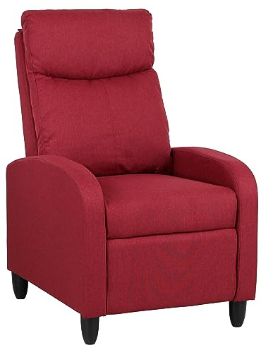 Totò Piccinni Poltrona MADRID Relax Reclinabile Push Back con Poggiapiedi Imbottita Confortevole (Tessuto Bordeaux)