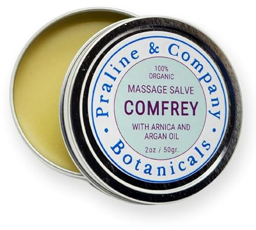 Comfrey Massage Salve - 100% Organic & Natural Herbal Salve - Handmade Salve Ointment with Macerate of Arnica, Argan & Castor Oil - Soothing Body Balm for Relief & Relaxation - 1oz