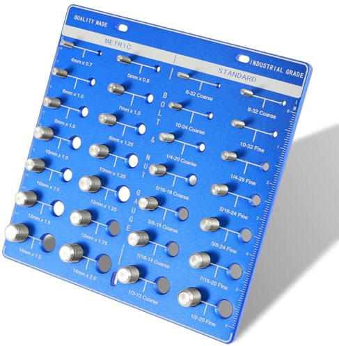 Thread Checker, 28 Nut and Bolt Thread Checker, Bolt Size and Thread Gauge Standard and Metric, Bolt and Nut Identifier Gauge, Inch and Metric Screw Size and Thread Gauge Measuring Tool