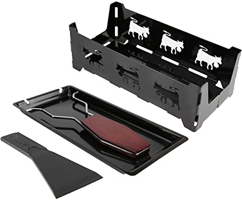 Fornello Portatile Antiaderente per Raclette, Teglia da Forno Rotaster, con Manico in Legno, Strumento per Grigliare per Riunioni All'aperto