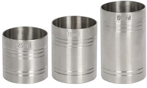Rink Drink Stainless Steel Thimble Measure Set - 25/35/50ml - 3pc Metal Alcohol Shot Cocktail Spirit Wine Gin Drinks Measure Measuring Cup