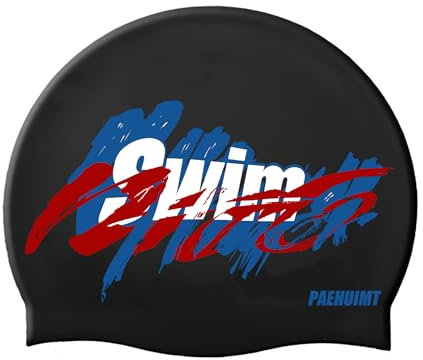 Badekappe, Bademütze Jungen Mädchen, Graffiti-Silikon-Schwimmkappe, für Kinder und Jugendliche (Schwarz)