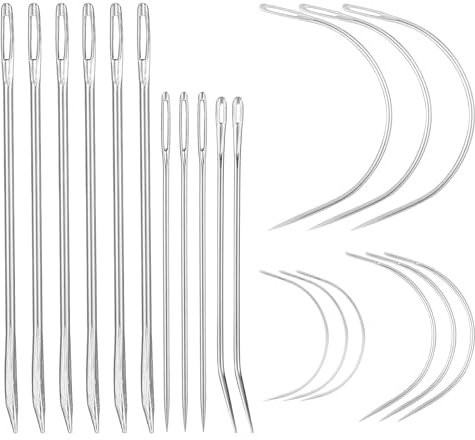 20 Stück Ledernadeln Sattlergarn C Nadel Gebogene Nähnadel Rund Leder Sattlernadel, leder nähen nadel, Polsternadeln Handstichwerkzeuge für Geldbörsen Teppich Leinwand Reparatur Rucksäcke Schuhe