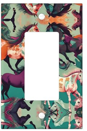 Varios tipos de cubiertas de salida con estampado de caballos, 1 placa de pared de tamaño estándar, cubiertas de placas frontales de policarbonato de doble salida