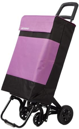 Carro de Compra Plegable Ligero, 100x41x33cm, Capacidad 48 litros, 4 Ruedas, Empaque Cartón Reforzado (Morado)