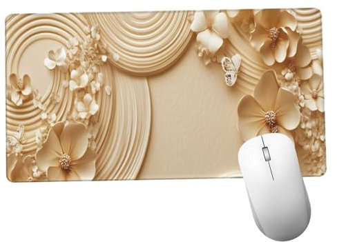 Amarillo Alfombrilla Ratón 1400x600x3mm Alfombrilla Raton XXL con Base de Goma Antideslizante, Accesorios Gaming Flor, Ordenador Gamer Regalos, Mouse Pad Gaming Mejora La Precisión Y La Velocida Y700