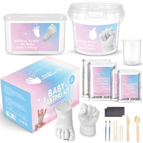 3D Gipsabdruck Handabdruck Set,Taricor Ungiftig Gipsabdruck Set Hände und Fuß mit Goldfarbe Silbern, einen wunderschönen Handabdruck oder Fußabdruck, Haus Deko, Andenken & Geschenk