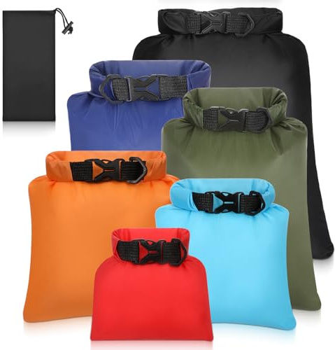 Zyghjort 6 Pack Waterproof Dry Bag Outdoor Small Dry Bags Lightweight Stuff Sack Water Proof Bags for Travel, Kayaking, Backpacking, Boating, Hiking, Camping