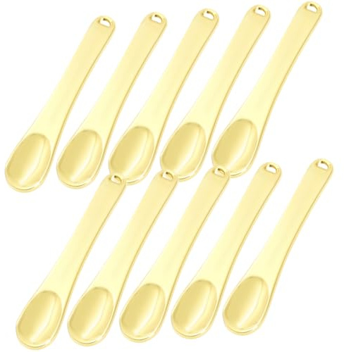 WEKADRIN 10 piezas Cucharas Metálicas para Crema Facial con Diseño Colgante Herramientas Prácticas de para Aplicar Cremas y Espátulas de Maquillaje Duraderas y