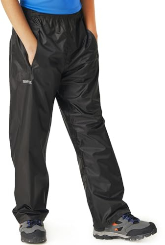 Regatta Childrens Kids Stormbreak Waterproof Overtrousers, Taped Seams & Lightwiegth - Perfect for Outdoors, Walking, Hiking & Camping Black