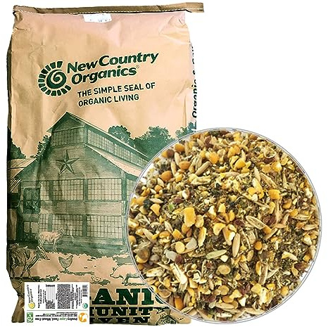 New Country Organics | Wheat-Free Chicken Feed 25lbs | Layer Feed for Laying Hens | Gluten-Free and Soy-Free | 17% Protein | Certified Organic and Non-GMO Chicken Food | 25 lbs Bag