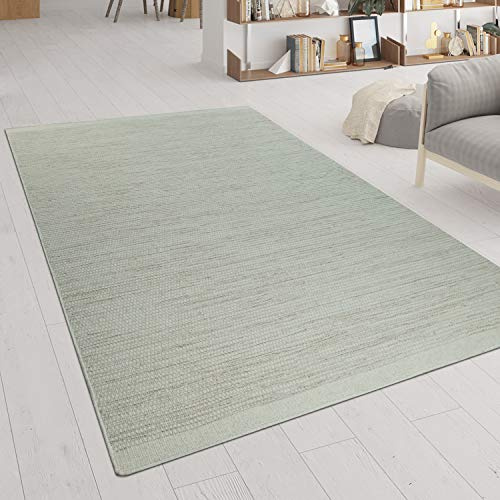 Paco Home Tapis Tissé Main Tissage À Plat Style Scandinave Chiné Motif Tissé Blanc, Dimension:120x170 cm