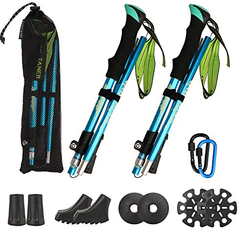 Villavivi 2 Bastones Trekking Bastones de Senderismo, Regulable 65 – 135 cm ergonómica con Anti-Shock Sistema de amortiguación