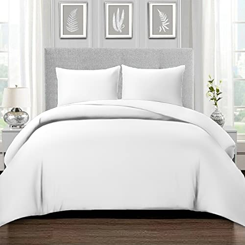 Pizuna 800 Fadenzahl aus Baumwolle Bettwäsche Weiß, 100% Langstaple Baumwolle Bettbezug und Kissenbezug, 100% Baumwolle Mako Satin 2-Teilig Bettwäscheset 155x200 + 80x80 Weiß