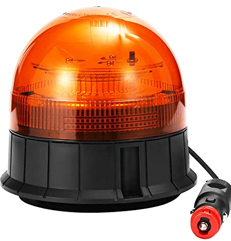 AGRISHOP 12/24V 19W LED Rotativo Giratoria 12/24v Tractores Magnética,Rotativo LED Estroboscópica Ambar Giratoria 12v Magnético,Faro Intermitente Advertencia 39LEDS para Remolque Camión Homologadas