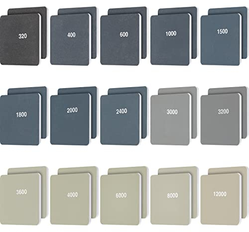 Almohadillas de Lijado de 2 x 2 Pulgadas Almohadillas de Lijado Acolchadas de Micro Malla Kit de Lijado de Bolígrafo de Pulido Suave de 320 a 12000 Granos de Doble Cara, 30 Piezas