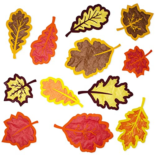 Papierdrachen Fensterbilder - 36 vorgestanzte Laublätter zum Basteln für Kinder - Herbstbasteln mit Tonkarton und Transparentpapier - Set 1