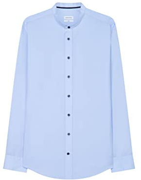 Seidensticker Chemise d'affaires pour Homme - Coupe ajustée - Infroissable - Col Kent - Manches Longues - 100% Coton, Bleu Moyen, 41