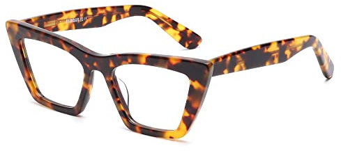 GLINDAR Occhiali Luce Blu Occhi di Gatto Protezione contro Schermi e Monitor Montatura in Acetato di Alta Qualità - Per Donna Tartaruga