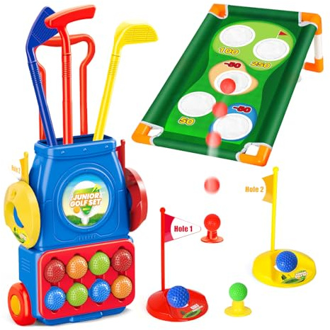 TOY Life Kids Golf Clubs Set 3-5 Toddler Golf Set for Age 5-8, Indoor and Outdoor Golf Toys Birthday Gift
