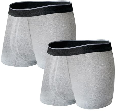 KARSWATT Ropa interior absorbente para incontinencia urinaria lavable para hombre, a prueba de fugas, con área absorbente frontal para control de vejiga, paquete de 2 (M, gris)