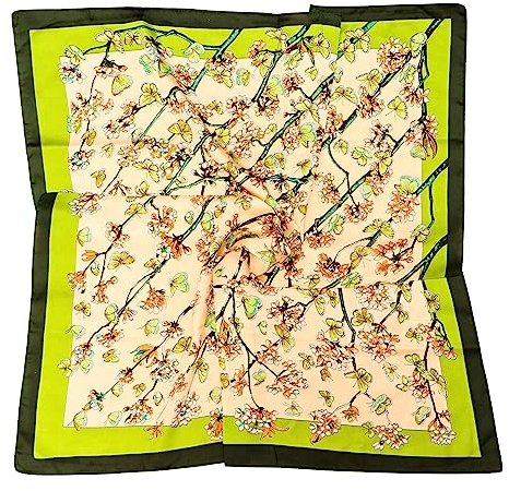 Seidentuch Damen Seidenschal Kopftuch Haar Schal Halstuch Seide Bandana Silk Scarf Weich Quadratisch Elegantes Haare Wrap Halstuch 70 x 70 cm