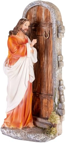 BRUBAKER Jesucristo Llamando a la Puerta - Decoración Navideña de 30 cm con Figura de Poliresina Pintada a Mano - Figura Navideña Escena de la Última Cena - Decoración de Mesa