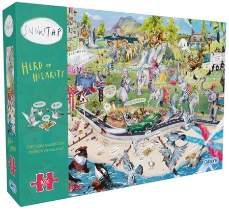 Gibsons Herd of Hilarity 1000 Piece Jigsaw Puzzle for Adults | Snowtap | Funny Animal Puzzle | Sustainable Premium 100% Recycled Board | Great Gift | Gibsons Games