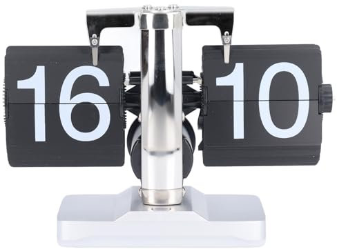 Flip Down Clock, Retro Vintage Digital Flip Down Clock with Ambient Lighting, Silent Flip Desk Shelf Clock for Bedroom, Bedside Home, Office School, Premium Material (Stainless