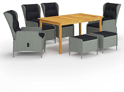KTHLBRH Set di mobili da giardino per terrazze, mobili da balcone, 7 pezzi, grigio chiaro