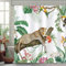 Bonhause Duschvorhang Leopard Dschungel Tiere Tropische Palmblätter Duschvorhänge 180 x 180 cm Anti-Schimmel Wasserdicht Polyester Stoff Waschbar Bad Vorhäng für Badzimmer mit 12 Haken