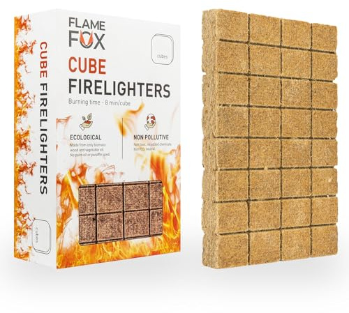 Flamefox Fire Cubes 320pcs - Quick Lighting Fire Starter for Fireplace, Wood Stove, BBQ, Camping - Easy Ignition, Long & Clean Burning, Weather Resistant Fire Lighter
