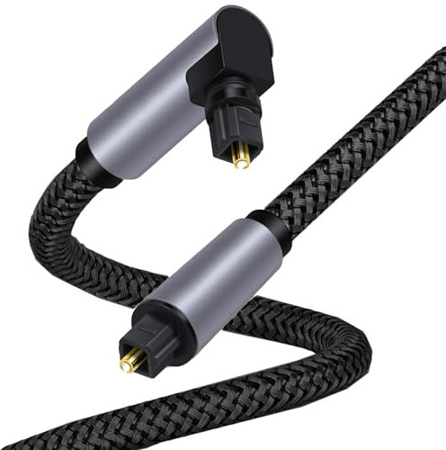 Leloco Optisches Audiokabel 1M 90°, 360 Grad Rotieren Optical Audio Cable, Optisches Kabel, Toslink Kabel Kompatibel mit TV, PS4, Xbox, Heimkino, Verstärker usw