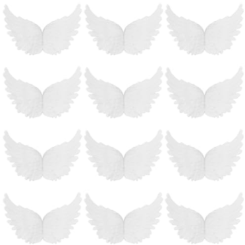 GORGECRAFT 12 st 10 cm mini vita änglavingar plast 3D väktare älva julgran hängande ornament dekorationer vinglappar för gör-det-själv hantverk kostym fest present hårtillbehör