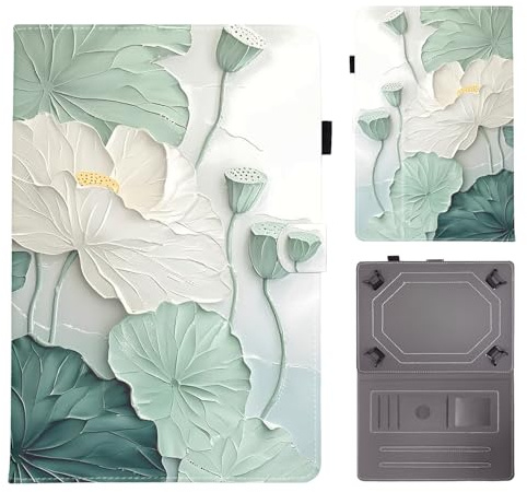 Bemoloon Tablet Funda para Universal 10-11 en Cuero PU - Colores Vibrantes & Diseños Elegantes, Protección, Soporte, Case para DOOGEE Blackview Tablet 10, Loto