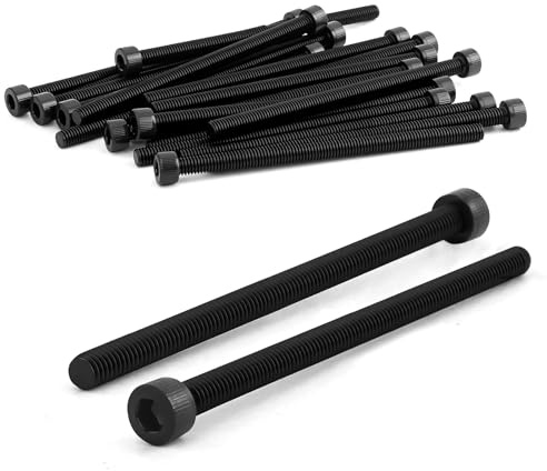 Tornillos hexagonales M6 x 100 mm, 20 unidades, tornillos cilíndricos con hexágono interior, acero al carbono, rosca completa, tornillos hexagonales, color negro