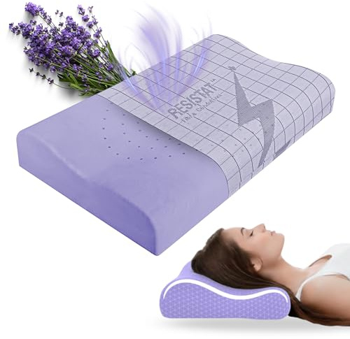 BELTALIA Cuscino Cervicale Per Dormire | Memory Foam Lavanda | Fodera Resistat | Dispositivo Medico Classe 1 Detraibile | Made in Italy (Lavanda Resistat, 70x41)