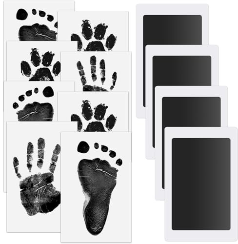 Soodyoow 4 delar babyfotavtryck, babyfotavtrycksset, babyavtrycksset, handavtrycksset, babyhandavtryck, babyavtrycksset, tassavtrycksset hund och katt, babyhandavtryck och fotavtrycksset