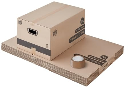 Pack and Move - Confezione da 10 scatole per trasloco, 60 x 40 x 30 cm, manici rinforzati - 1 adesivo in omaggio