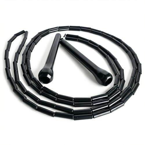 Beaded Skipping Rope for Adults and Kids, Tangle-Free Adjustable Jump Rope with Shatterproof Beads & Unbreakable Handles, Soft Segmented Skipping Ropes for Fitness, Boxing, Exercise, Men & Women