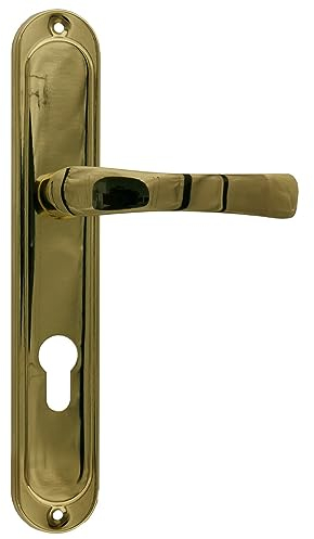 domino Türgriff 72 Drückergarnitur PZ - Profilzylinder Set Türklinke für Zimmertür, Bürotür, Kellertür & Innentür L-Form Türbeschläge aus Aluminium Gold Türdrückergarnitur NOVA M1